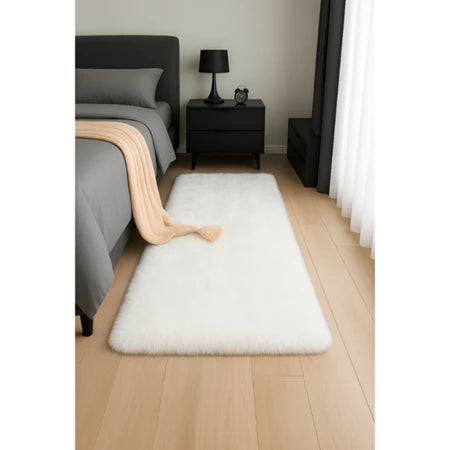 Tapete Passadeira Felpudas 0,60 x 2,00 Com Antiderrapante Branco